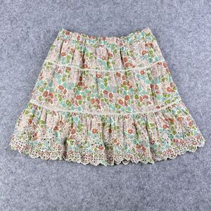 Jennifer & Grace Eyelet Skirt Womens S Floral Tiered Prairie Cottagecore Lined